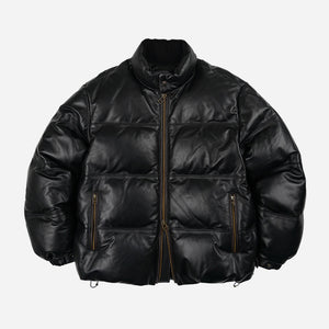 Frizmworks - SNOWDON LEATHER DOWN JACKET - BLACK -  - Main Front View