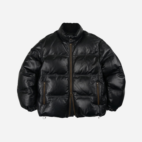 SNOWDON LEATHER DOWN JACKET - BLACK