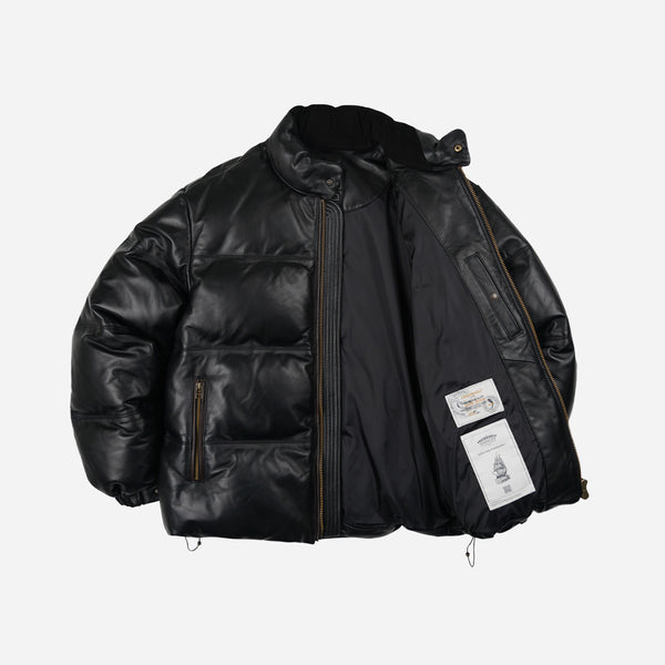 SNOWDON LEATHER DOWN JACKET - BLACK