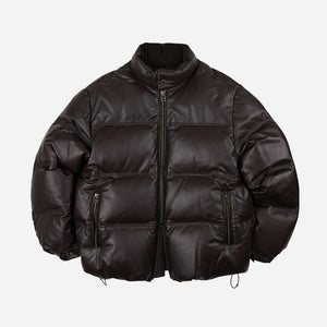 Frizmworks - SNOWDON LEATHER DOWN JACKET - BROWN -  - Main Front View