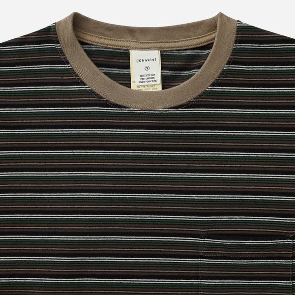 BORDER STRIPE T-SHIRT - BROWN