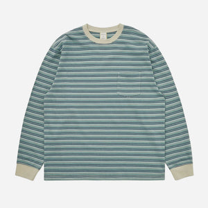 Khakis 2020 - BORDER STRIPE L/S T-SHIRT - PISTACHIO/BLUE -  - Main Front View