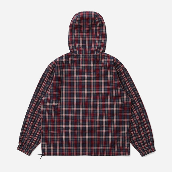 PLAID POPOVER ANORAK - RED