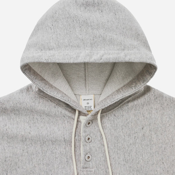 HALF BUTTON HOODIE - HEATHER GREY