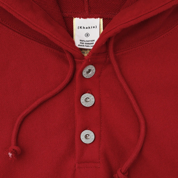 HALF BUTTON HOODIE - RED