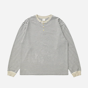 Khakis 2020 - STRIPE HENLEY L/S T-SHIRT - GREY -  - Main Front View