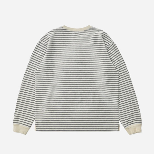 STRIPE HENLEY L/S T-SHIRT - GREY