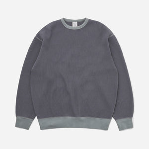 Khakis 2020 - WAFFLE CREW SWEAT - FADED BLACK -  - Main Front View