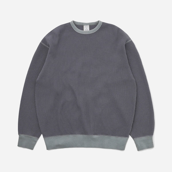 WAFFLE CREW SWEAT - FADED BLACK