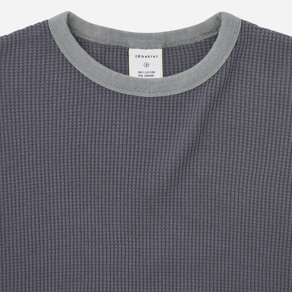 WAFFLE CREW SWEAT - FADED BLACK