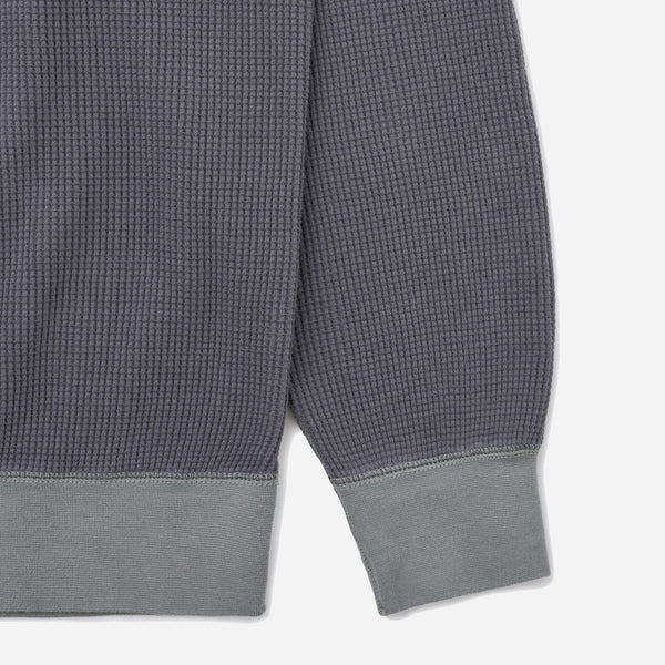 WAFFLE CREW SWEAT - FADED BLACK