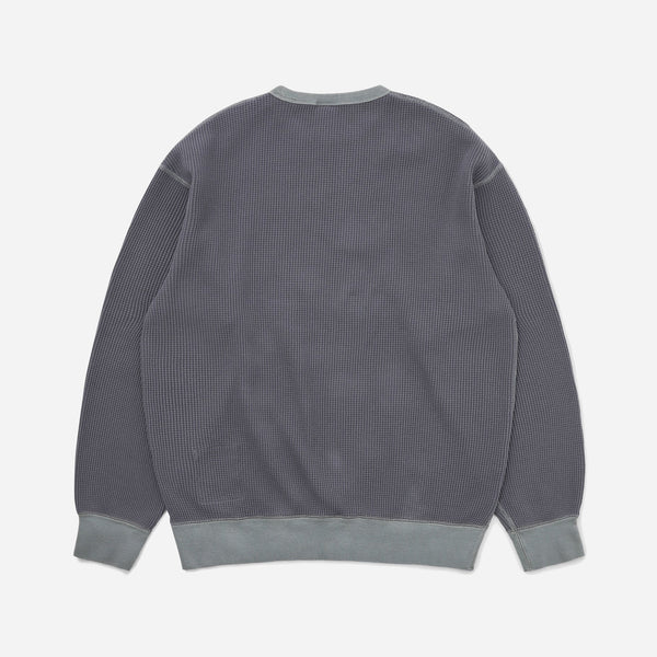 WAFFLE CREW SWEAT - FADED BLACK