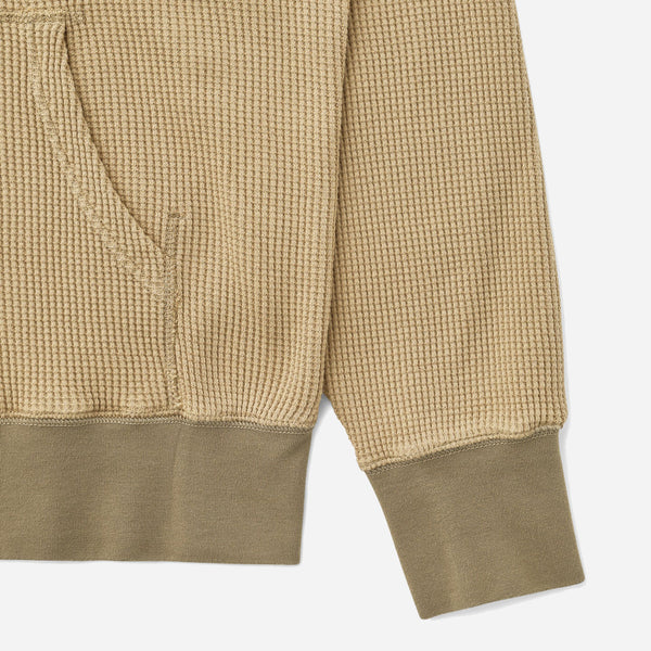 WAFFLE FULL ZIP HOODIE - TAN