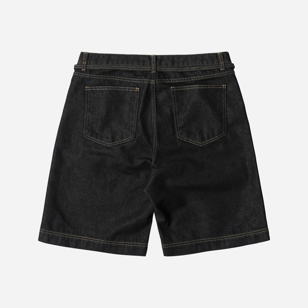 STRING DENIM SHORTS - BLACK