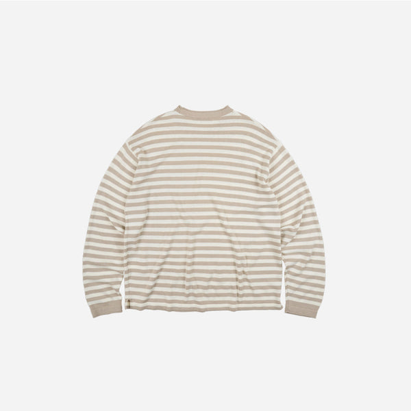 STRIPE KNIT L/S T-SHIRT - BEIGE