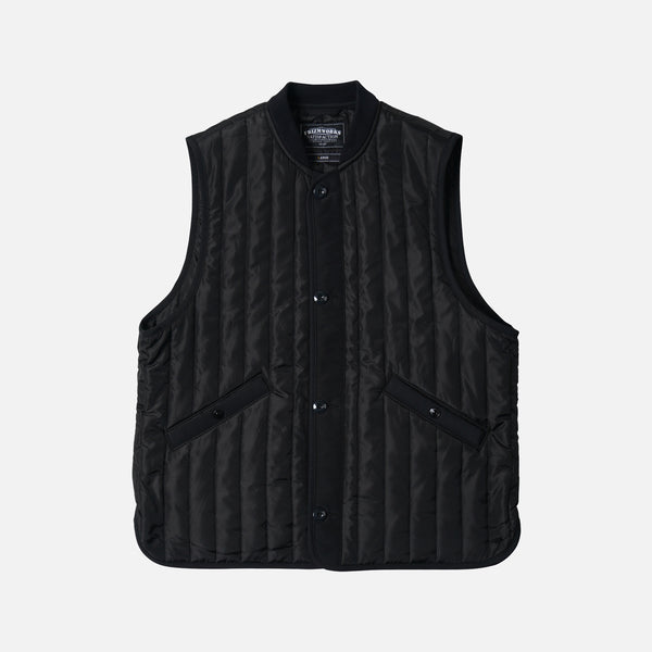 STRIPE QUILT MIL LINER VEST - BLACK