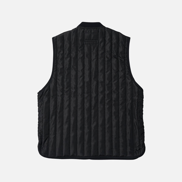 STRIPE QUILT MIL LINER VEST - BLACK