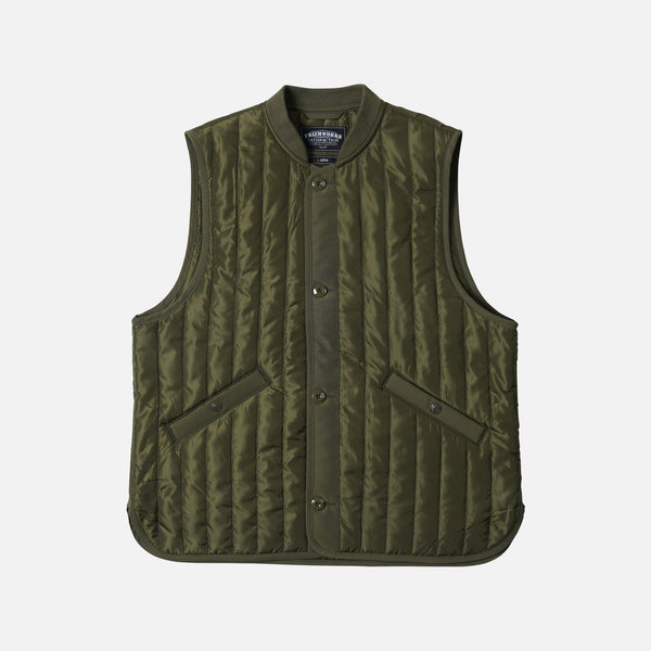 STRIPE QUILT MIL LINER VEST - OLIVE