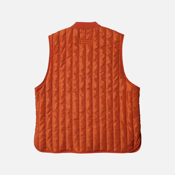 STRIPE QUILT MIL LINER VEST - ORANGE