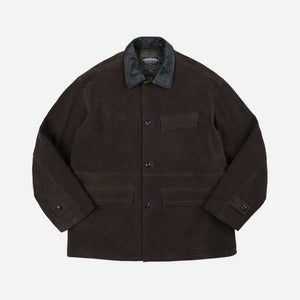 Frizmworks - SUEDE FRENCH CAR COAT - DARK BROWN -  - Main Front View