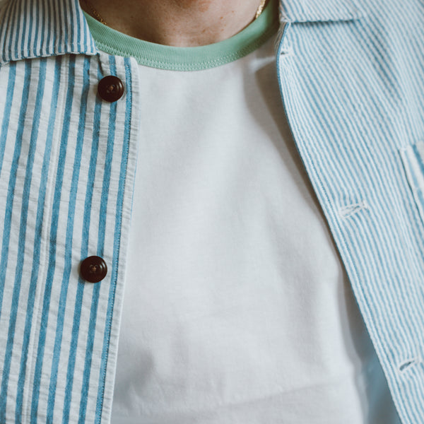 NO 106 SHIRT JACKET - SEERSUCKER STRIPE BLUE