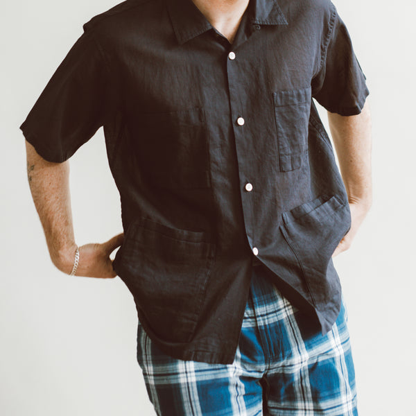 AMADEO PANAMA SHIRT - NAVY