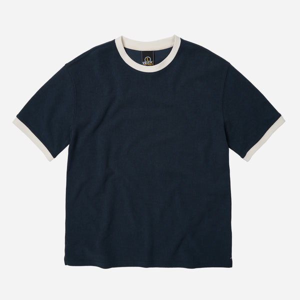 TERRY RINGER HALF T-SHIRT - NAVY