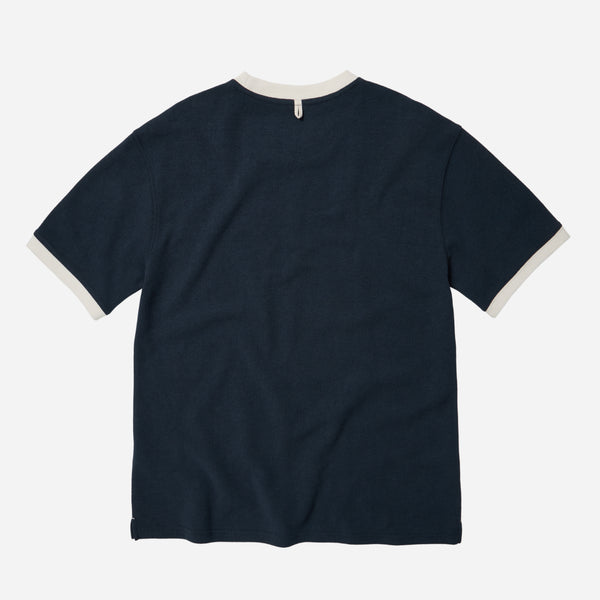 TERRY RINGER HALF T-SHIRT - NAVY
