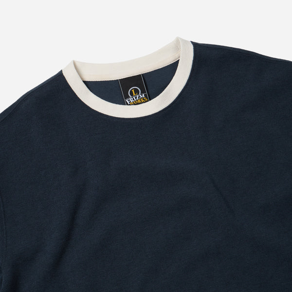 TERRY RINGER HALF T-SHIRT - NAVY
