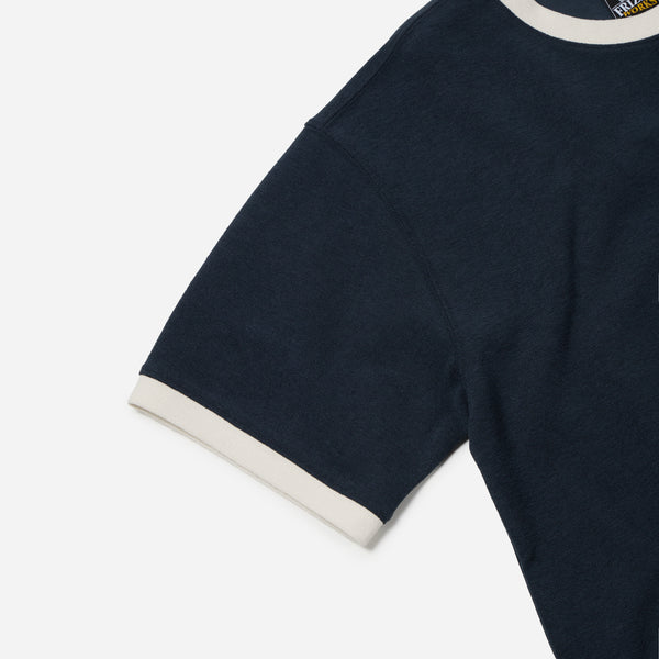 TERRY RINGER HALF T-SHIRT - NAVY