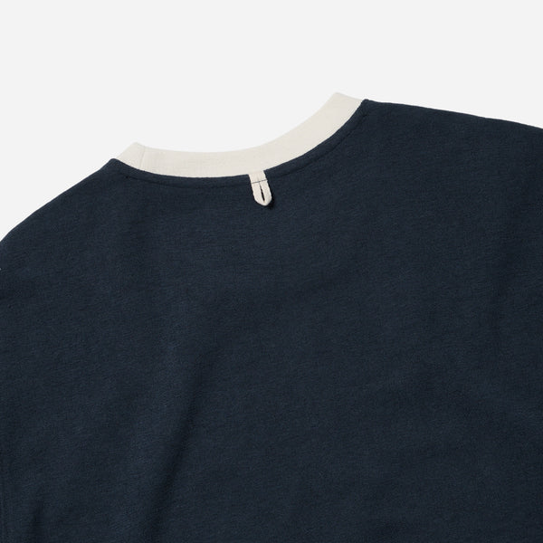 TERRY RINGER HALF T-SHIRT - NAVY