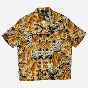 Frizmworks - TIGER HAWAIIAN HALF SHIRT - BLACK -  - Main Front View