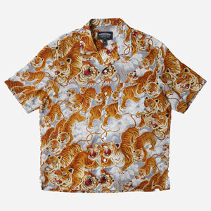 Frizmworks - TIGER HAWAIIAN HALF SHIRT - GRAY -  - Main Front View