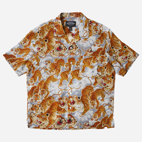 TIGER HAWAIIAN HALF SHIRT - GRAY