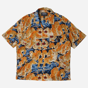 Frizmworks - TIGER HAWAIIAN HALF SHIRT - NAVY -  - Main Front View