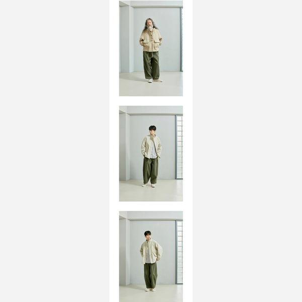 TWILL BALLOON PANTS - OLIVE