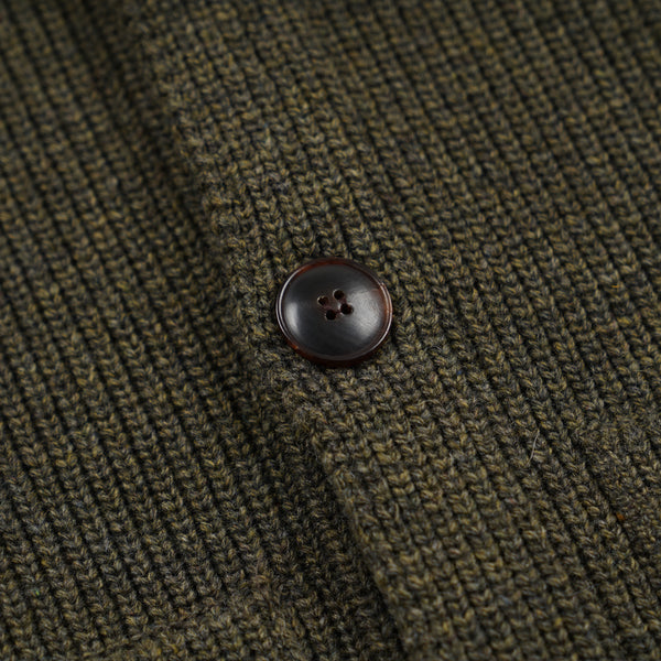 ULTRA HEAVYWEIGHT COLLAR CARDIGAN - FOREST GREEN