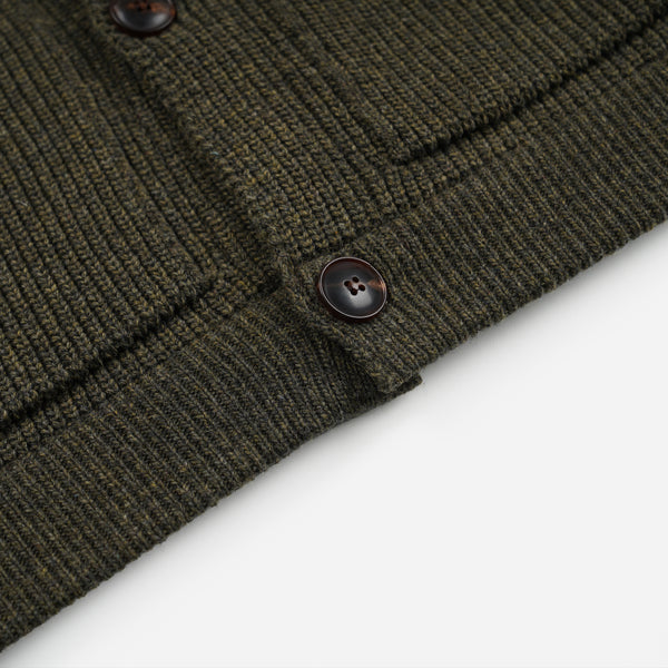 ULTRA HEAVYWEIGHT COLLAR CARDIGAN - FOREST GREEN
