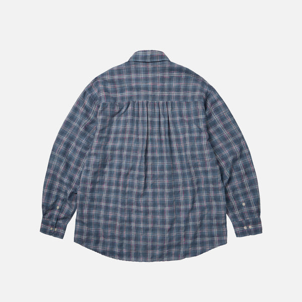 UNEVEN CHECKED SHIRT - BLUE