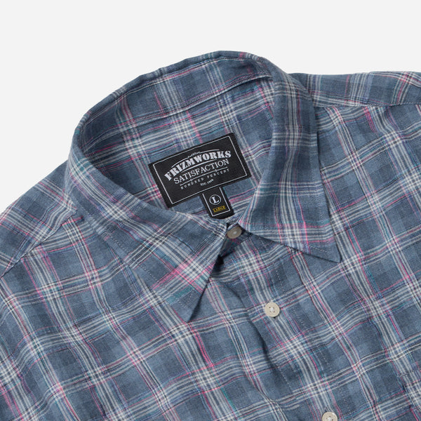 UNEVEN CHECKED SHIRT - BLUE