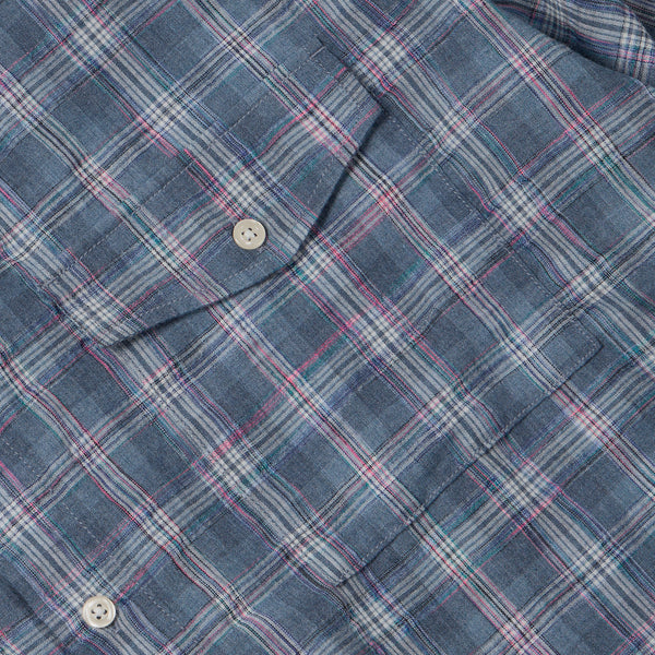 UNEVEN CHECKED SHIRT - BLUE