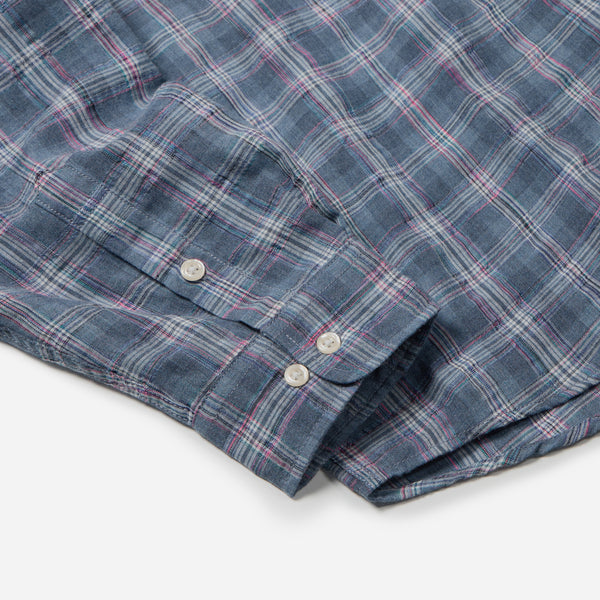 UNEVEN CHECKED SHIRT - BLUE
