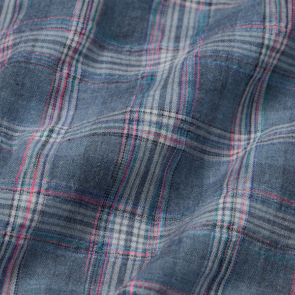 UNEVEN CHECKED SHIRT - BLUE