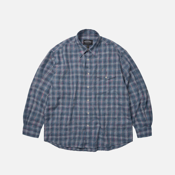 UNEVEN CHECKED SHIRT - BLUE