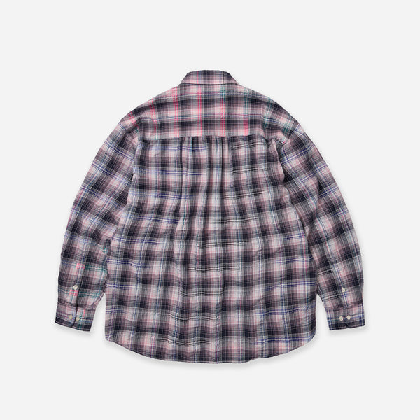 UNEVEN CHECKED SHIRT - PINK