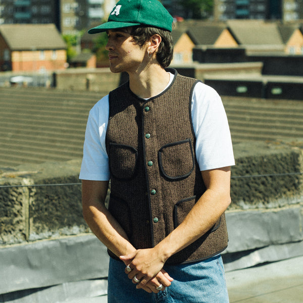 BEACHCLOTH WOOL VEST - BROWN