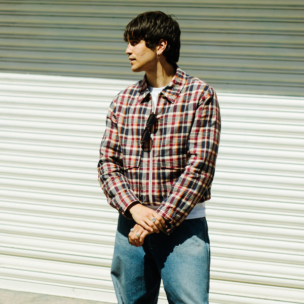 PLAID WINTER OVERSHIRT - MAROON OMBRE