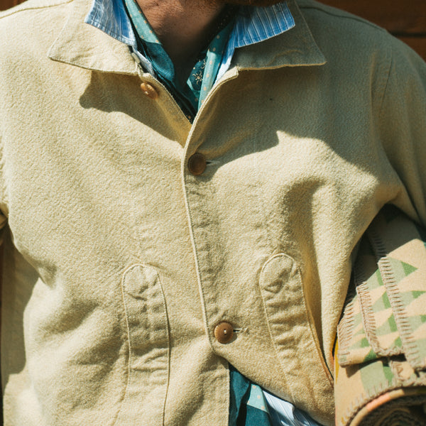 RUSTIC PLAIN WEAVE HUNTING JACKET - NATURAL