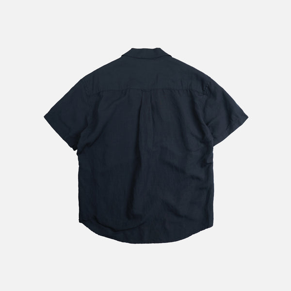 VENTI LINEN MIX POPOVER SHIRT - NAVY