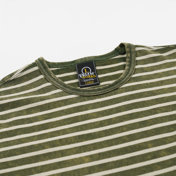 VINTAGE FADED STRIPE HALF T-SHIRT - DARK GREEN